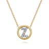 14K Yellow Gold Diamond Z Initial Pendant Necklace - 0.06 ct