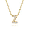 14K Yellow Gold Diamond Z Initial Pendant Necklace - 0.06 ct