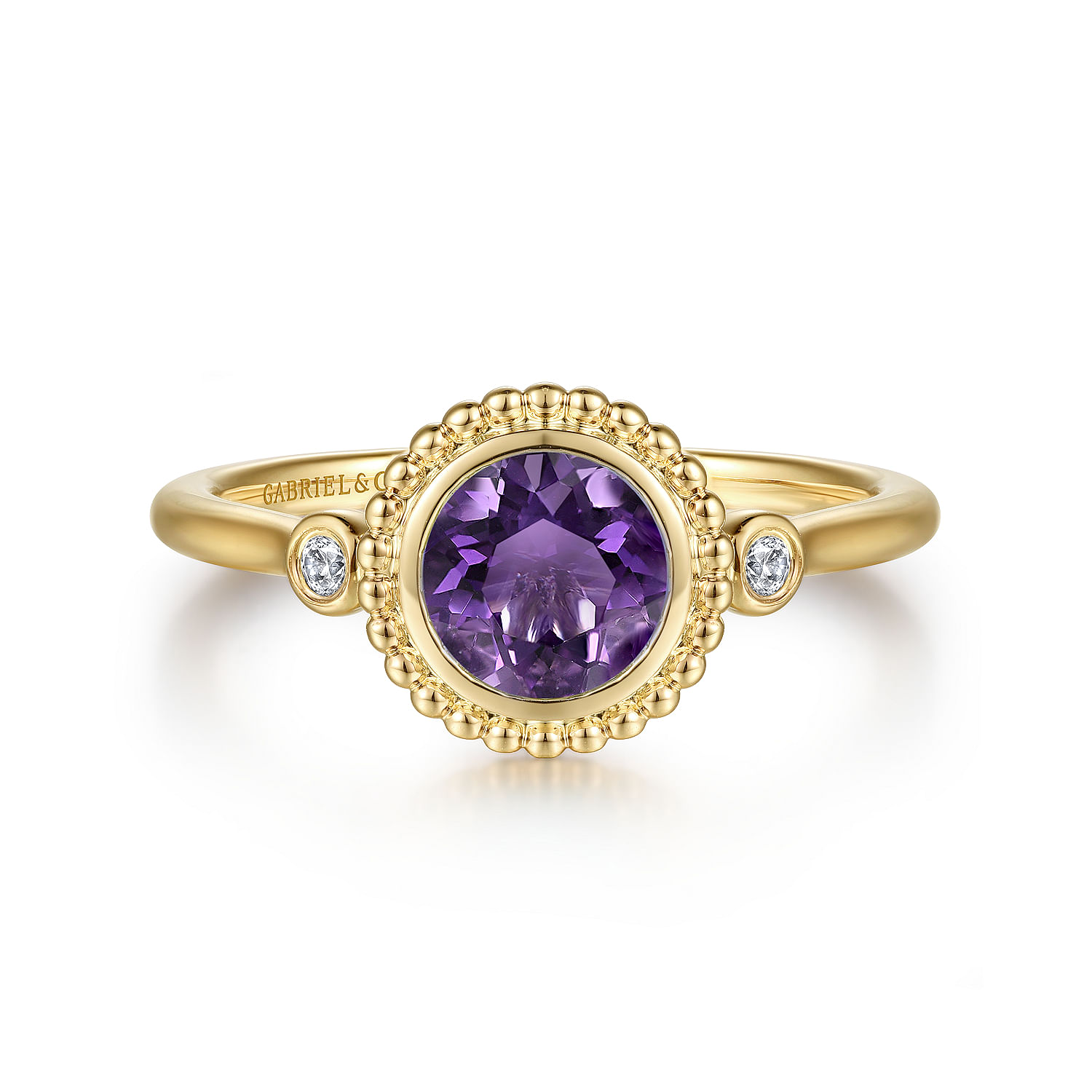 14K Yellow Gold Diamond and Amethyst Bujukan Ladies' Ring