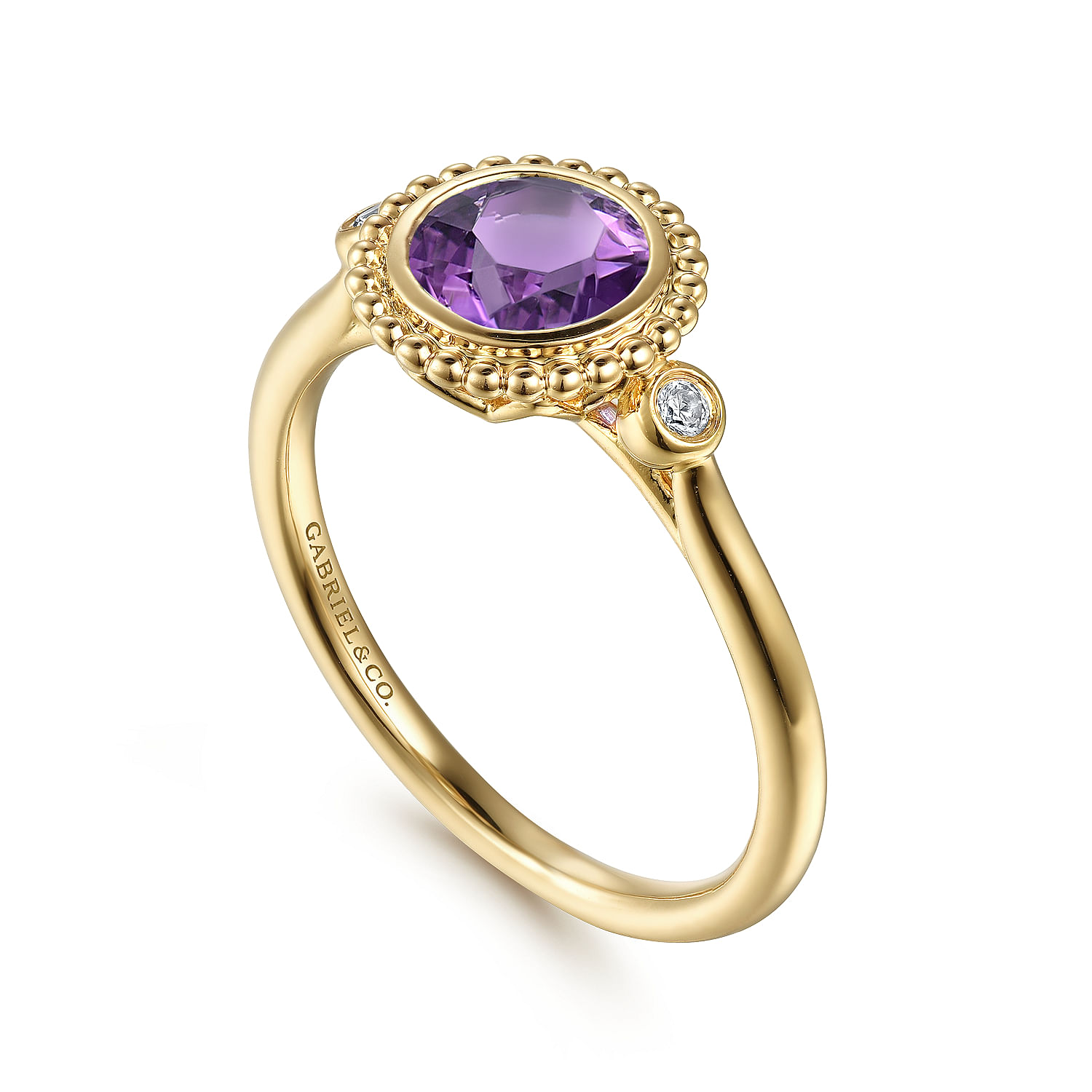 14K Yellow Gold Diamond and Amethyst Bujukan Ladies' Ring