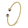 14K Yellow Gold Diamond and Amethyst Bujukan Open Bangle - 0.2 ct