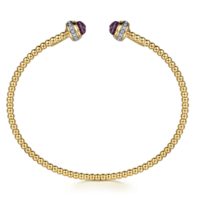 14K Yellow Gold Diamond and Amethyst Bujukan Open Bangle - 0.2 ct - Shot 3