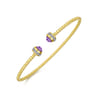 14K Yellow Gold Diamond and Amethyst Bujukan Open Bangle - 0.2 ct