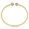 14K Yellow Gold Diamond and Amethyst Bujukan Open Bangle - 0.2 ct