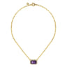 14K Yellow Gold Diamond and Amethyst Emerald Cut Necklace With Flower Pattern Gallery - 0.5 ct