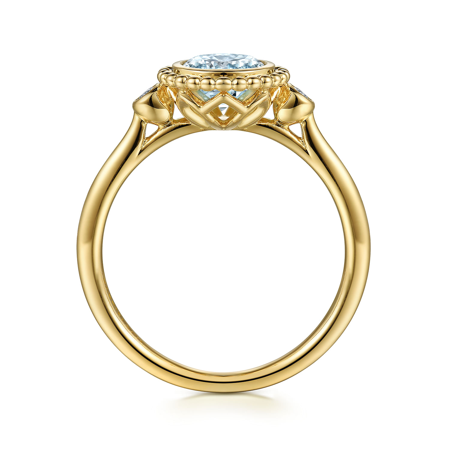 14K Yellow Gold Diamond and Aquamarine Bujukan Ring