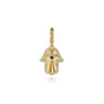 14K Yellow Gold Diamond and Blue Sapphire Bujukan Hamsah Charms With Detachable Bail - 0.15 ct