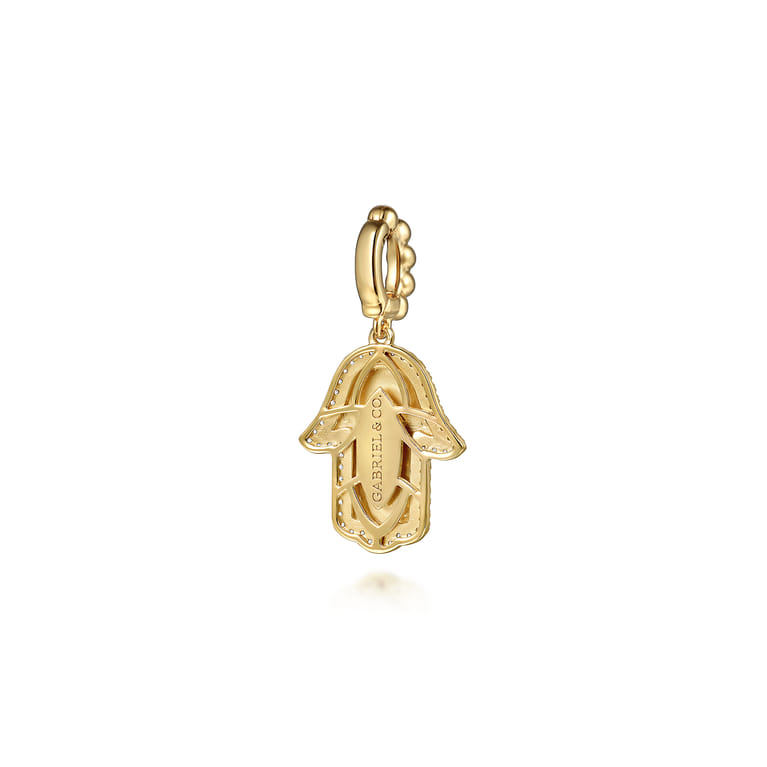 14K Yellow Gold Diamond and Blue Sapphire Bujukan Hamsah Charms With Detachable Bail - 0.15 ct - Shot 2