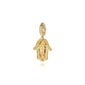 14K Yellow Gold Diamond and Blue Sapphire Bujukan Hamsah Charms With Detachable Bail - 0.15 ct