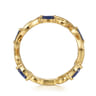 14K Yellow Gold Diamond and Blue Sapphire Filigree Pattern Stackable Ladies Ring - 0.06 ct