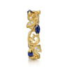 14K Yellow Gold Diamond and Blue Sapphire Filigree Pattern Stackable Ladies Ring - 0.06 ct