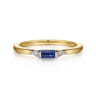 14K Yellow Gold Diamond and Blue Sapphire Stackable Ring - 0.03 ct