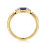 14K Yellow Gold Diamond and Blue Sapphire Stackable Ring - 0.03 ct