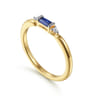 14K Yellow Gold Diamond and Blue Sapphire Stackable Ring - 0.03 ct