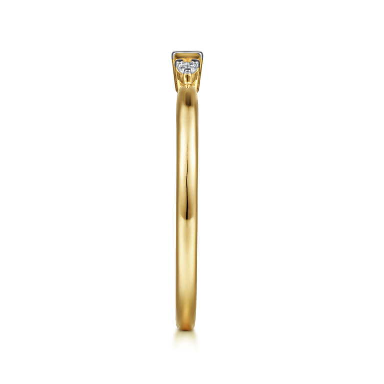 14K Yellow Gold Diamond and Blue Sapphire Stackable Ring - 0.03 ct - Shot 4