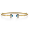 14K Yellow Gold Diamond and Blue Topaz Bujukan Open Bangle - 0.18 ct
