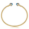 14K Yellow Gold Diamond and Blue Topaz Bujukan Open Bangle - 0.18 ct