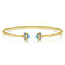 14K Yellow Gold Diamond and Blue Topaz Bujukan Open Bangle - 0.2 ct