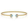 14K Yellow Gold Diamond and Blue Topaz Bujukan Open Bangle - 0.2 ct