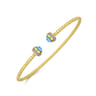 14K Yellow Gold Diamond and Blue Topaz Bujukan Open Bangle - 0.2 ct