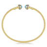 14K Yellow Gold Diamond and Blue Topaz Bujukan Open Bangle - 0.2 ct