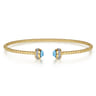 14K Yellow Gold Diamond and Blue Topaz Bujukan Open Bangle - 0.18 ct