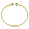 14K Yellow Gold Diamond and Blue Topaz Bujukan Open Bangle - 0.18 ct