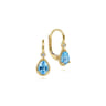 14K Yellow Gold Diamond and Blue Topaz Earrings - 0.03 ct