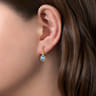 14K Yellow Gold Diamond and Blue Topaz Earrings - 0.03 ct