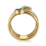 14K Yellow Gold Diamond and Blue Topaz Easy Stackable Ring - 0.2 ct
