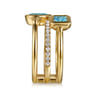 14K Yellow Gold Diamond and Blue Topaz Easy Stackable Ring - 0.2 ct