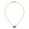 14K Yellow Gold Diamond and Blue Topaz Emerald Cut Necklace With Flower Pattern Gallery - 0.5 ct