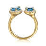 14K Yellow Gold Diamond and Blue Topaz Open Ring - 0.25 ct