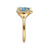 14K Yellow Gold Diamond and Blue Topaz Open Ring - 0.25 ct