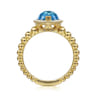 14K Yellow Gold Diamond and Blue Topaz Pear Halo Ring - 0.17 ct