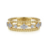 14K Yellow Gold Diamond and Bujukan Bead Easy Stackable Ring - 0.3 ct