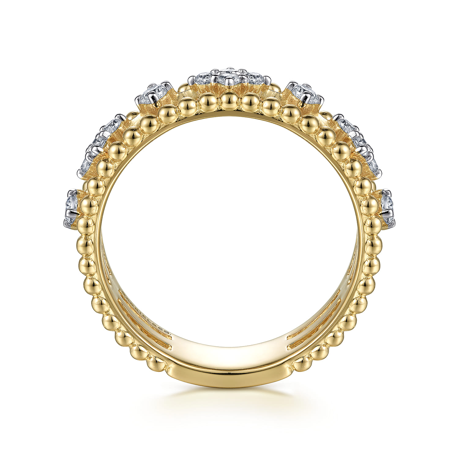 14K Yellow Gold Diamond and Bujukan Bead Easy Stackable Ring - 0.3 ct - Shot 2