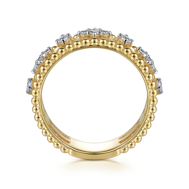 14K Yellow Gold Diamond and Bujukan Bead Easy Stackable Ring - 0.3 ct - Shot 2