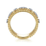 14K Yellow Gold Diamond and Bujukan Bead Easy Stackable Ring - 0.3 ct