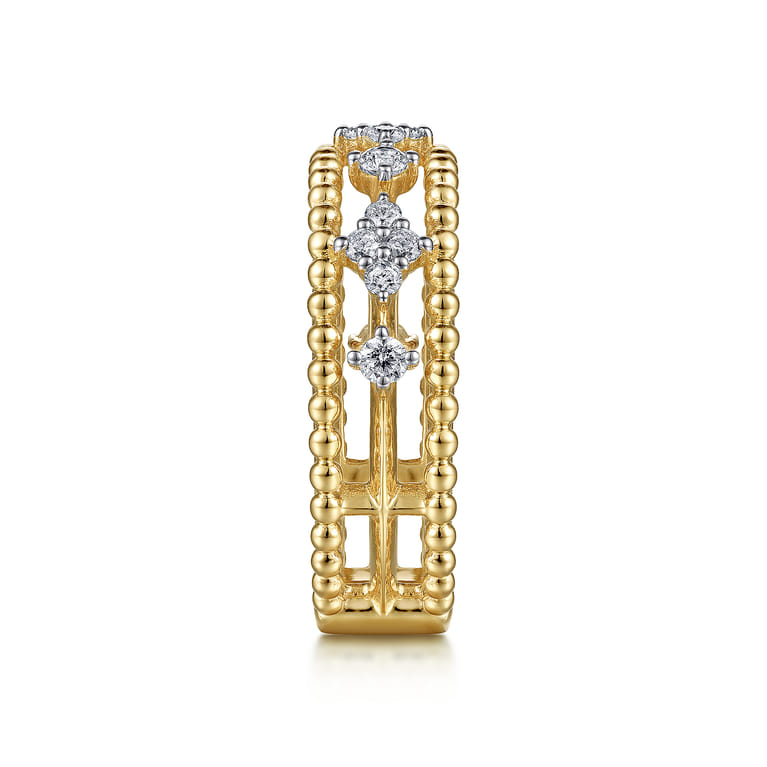 14K Yellow Gold Diamond and Bujukan Bead Easy Stackable Ring - 0.3 ct - Shot 4