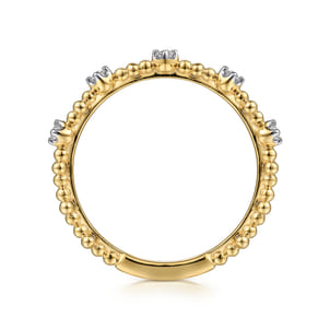 14K Yellow Gold Diamond and Bujukan Bead Station Stackable Ring