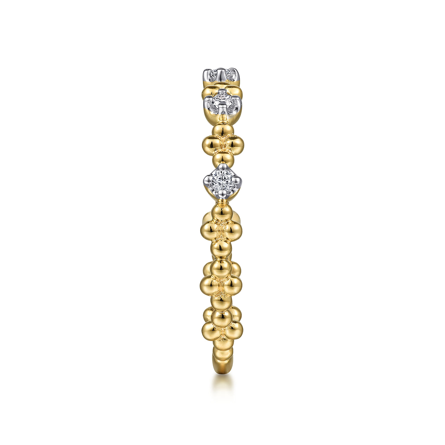 14K Yellow Gold Diamond and Bujukan Bead Station Stackable Ring