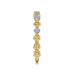 14K Yellow Gold Diamond and Bujukan Bead Station Stackable Ring