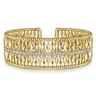 14K Yellow Gold Diamond and Bujukan Beads Cuff Bangle Bracelet - 1.3 ct