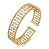 14K Yellow Gold Diamond and Bujukan Beads Cuff Bangle Bracelet - 0.75 ct