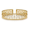 14K Yellow Gold Diamond and Bujukan Beads Cuff Bangle Bracelet - 0.75 ct