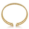14K Yellow Gold Diamond and Bujukan Beads Cuff Bangle Bracelet - 0.75 ct
