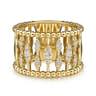 14K Yellow Gold Diamond and Bujukan Beads Wide Band Ring - 0.3 ct