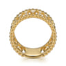 14K Yellow Gold Diamond and Bujukan Beads Wide Band Ring - 0.3 ct