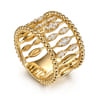 14K Yellow Gold Diamond and Bujukan Beads Wide Band Ring - 0.3 ct